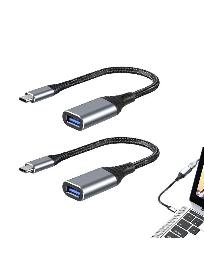 Generic USB C to USB Adapter, 2 Pack Type C Male to USB 3.1 Female OTG Cable Converter, 5 Gbps High Speed, USB Adapter Compatible with MacBookAirPro, Samsung Galaxy, Grey  - Image 1