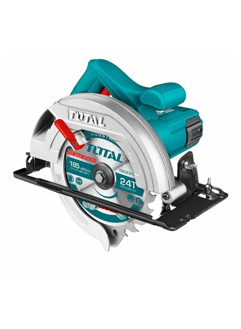 TOTAL Circular Saw, 185mm Blade, 1400W, 4800RPM, Adjustable Bevel Cutting, 220-240V, with Extra Carbon Brushes and Blade - Image 1