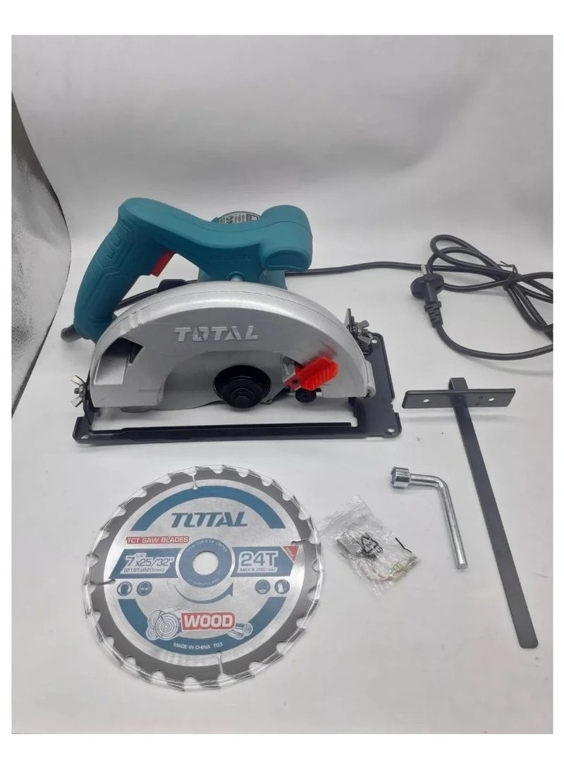 TOTAL Circular Saw, 185mm Blade, 1400W, 4800RPM, Adjustable Bevel Cutting, 220-240V, with Extra Carbon Brushes and Blade - Image 4