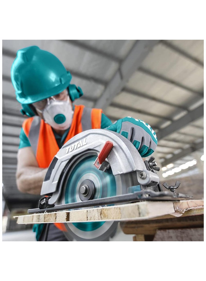 TOTAL Circular Saw, 185mm Blade, 1400W, 4800RPM, Adjustable Bevel Cutting, 220-240V, with Extra Carbon Brushes and Blade - Image 5