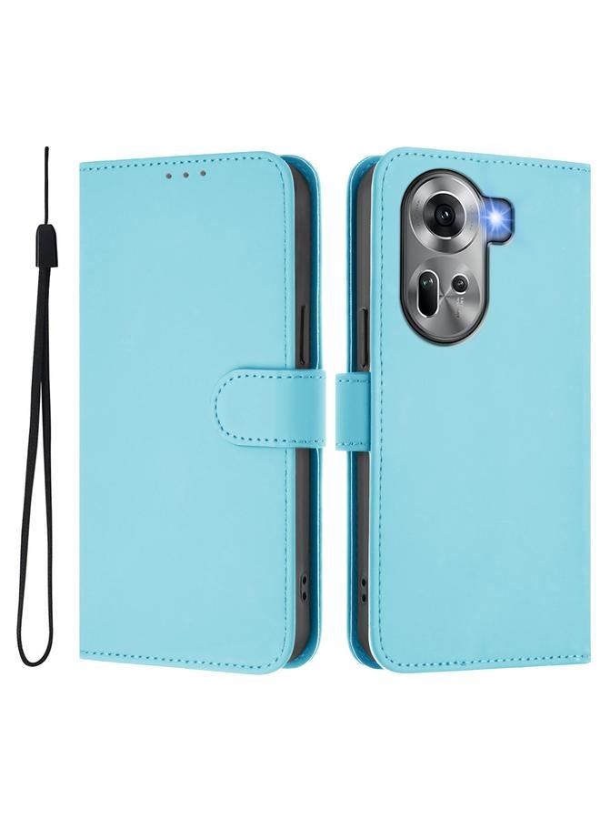 اس-توب جراب لهاتف OPPO Reno11 5G Global Skin Feel جراب هاتف من الجلد بلون سادة مع حبل - Image 2