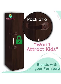KidDough KidDough Furniture Safety Locks for Kids - Pack of 6 Brown Locks, Child Safety Locks for Drawers, Cabinets, Fridge, Cupboard Lock, Baby Proofing Product, Strong and Adhesive Safety Locks  - Image 3