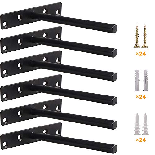 YMDparts Heavy Duty Floating Shelf Bracket (Set of 6) – Solid Steel Blind Shelf Supports - Hidden Brackets for Floating Wood Shelves - Ideal for Cedar Wood Blocks & Mantels（Large Size） - Image 1