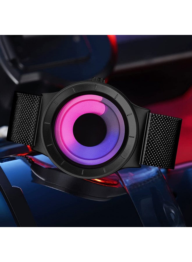 SINOBI Business Watches Men Fashion Creative Original Design Watch Men Steel Mesh Men's Watch Clock Relogio Masculino Unique Wristwatch(Black Purple) - Image 3