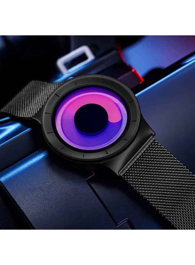 SINOBI Business Watches Men Fashion Creative Original Design Watch Men Steel Mesh Men's Watch Clock Relogio Masculino Unique Wristwatch(Black Purple) - Image 2