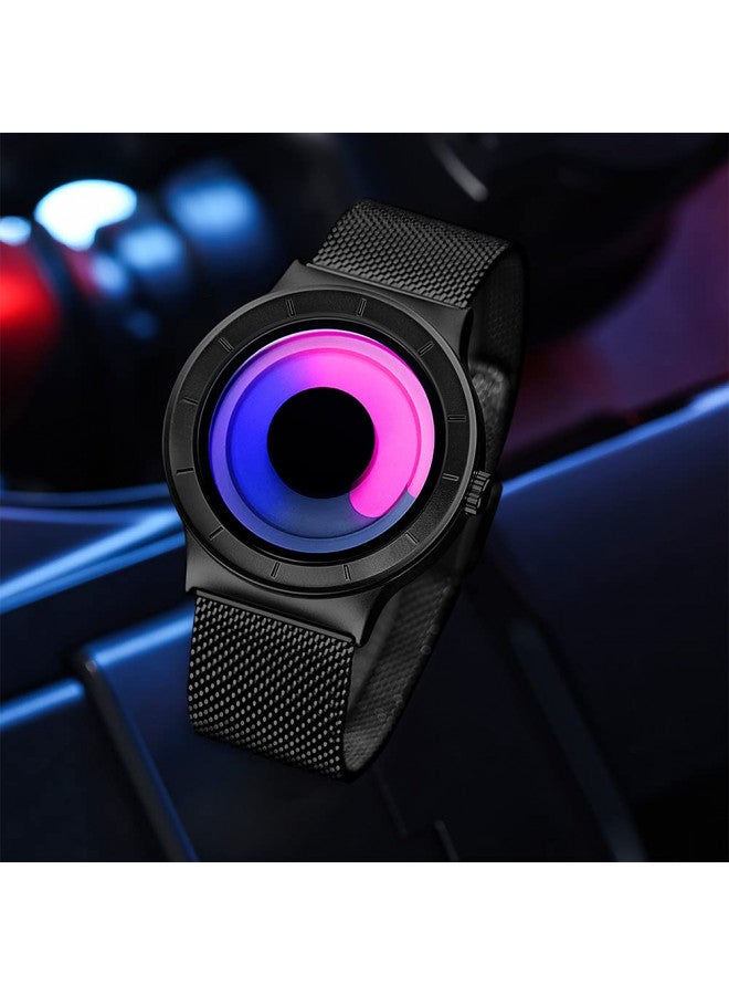 SINOBI Business Watches Men Fashion Creative Original Design Watch Men Steel Mesh Men's Watch Clock Relogio Masculino Unique Wristwatch(Black Purple)