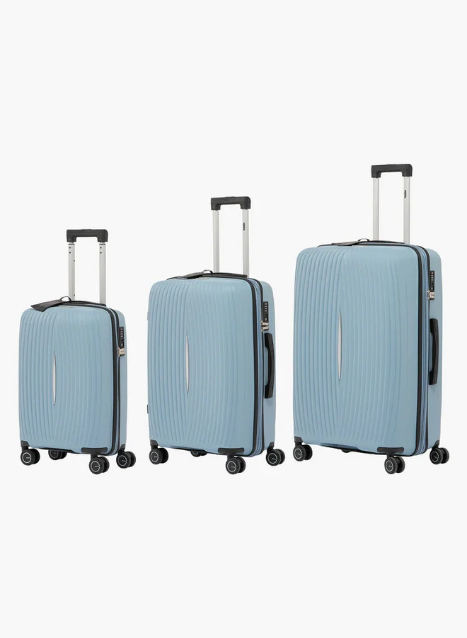 Wave Ribbed Hardcase Trolley Bag with Retractable Handle - Set of 3