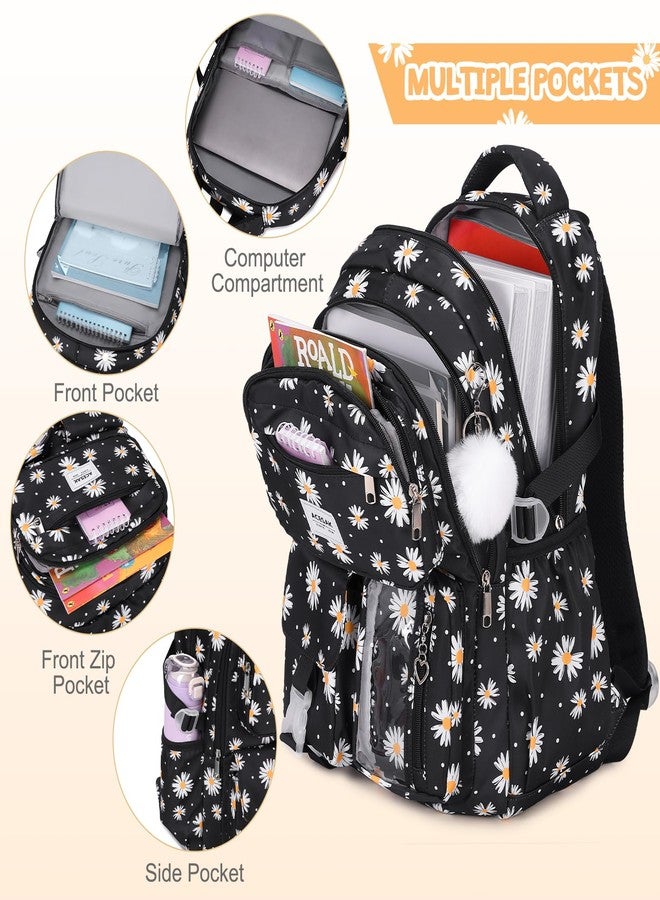 ACESAK Backpack with lunch bag, Black Daisy, Large, Backpack - Image 3