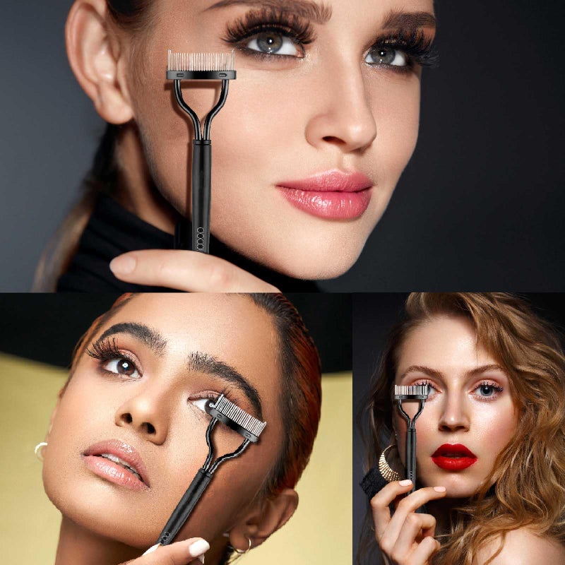 Docolor Eyelash Comb Eyelash Separator Tool Mascara Applicator Eyelash Brush Lash Separator Tool Comb Arc Designed Cosmetic Brushes Tool, with Comb Cover (Black) - Image 5