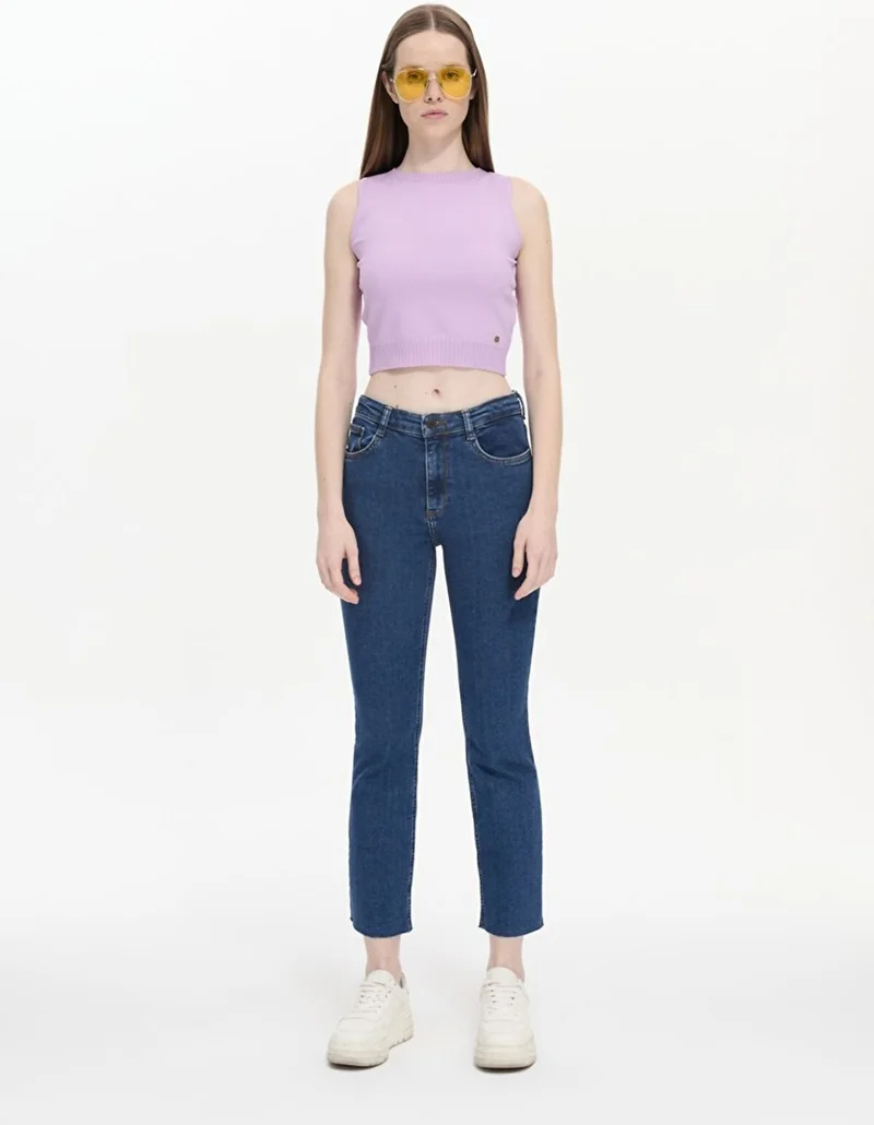 Women's Basic Crew Neck Lilac Tank Top