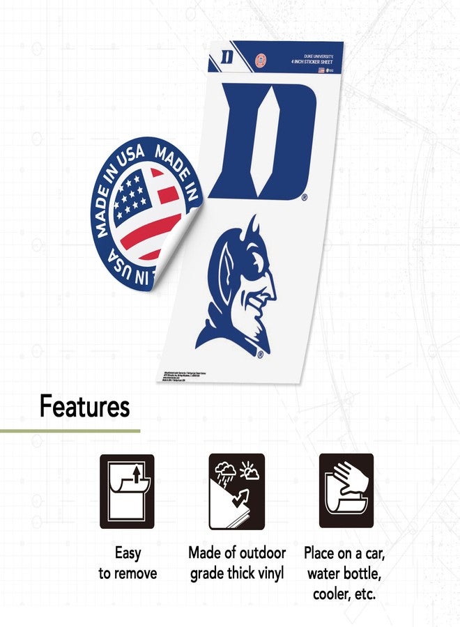 Desert Cactus Duke University Sticker Blue Devils Vinyl Decal Laptop Water Bottle Car Scrapbook Sheet (4 Inch Set V1) - Image 2