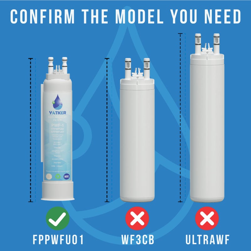 Yatker FPPWFU01 Water Filter Replacement for Frigidaire FPPWFU01 Water Filter, Compatible with PurePour PWF-1,EPPWF01 PureAdvantage PWF-1 and PureAir Ultra II PAULTRA2 Air Filter Comboï¼ˆ2+2ï¼‰ - Image 3