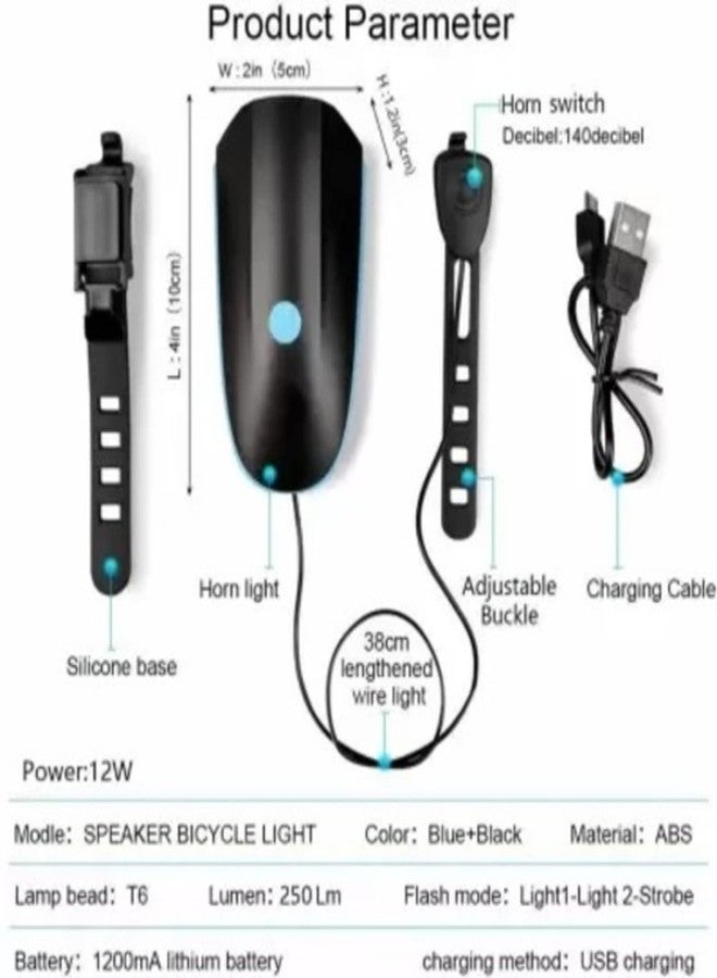 BLACKBELL USB Rechargeable Light 140 DB with Super Bright 250 Lumen Light 3 Modes LED Front Light (Black, Pink) - Image 3