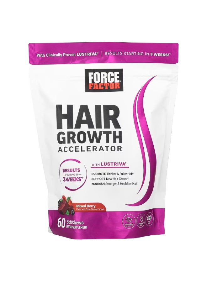Force Factor Hair Growth Accelerator, Mixed Berry, 60 Soft Chews - Image 1