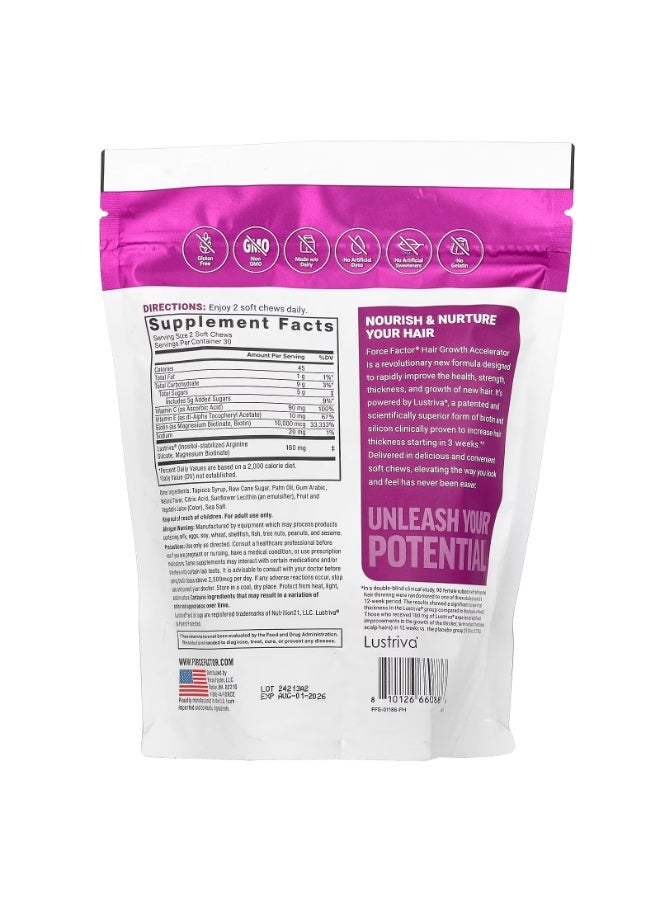 Force Factor Hair Growth Accelerator, Mixed Berry, 60 Soft Chews - Image 2