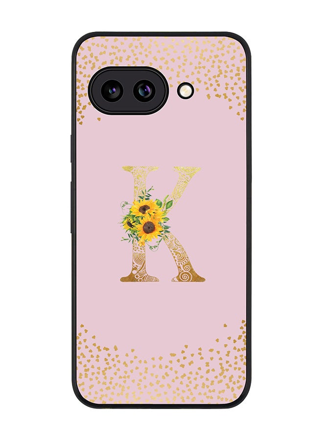 Stylizedd For Google Pixel 9a Case,Slim fit Camera Protection, Shockproof Thin Phone cover  - Custom Floral Monogram - K  (Pink )