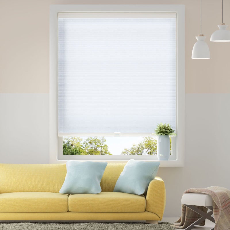 SBARTAR Honeycomb Cellular Shades Cordless Light Filtering for Windows Inside  Outside Mount White Light Filtering - Image 1