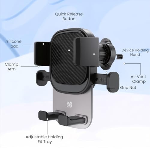 MOOSH Universal Car Mount Holder 360° Rotating Adjustable Car Mount Phone Holder Desk Stand with Suction Cup Base and Telescopic Arm for iPhone, Samsung, Google, Huawei, Nokia, All Smartphones (Black) - Image 4