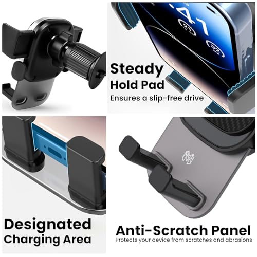 MOOSH Universal Car Mount Holder 360° Rotating Adjustable Car Mount Phone Holder Desk Stand with Suction Cup Base and Telescopic Arm for iPhone, Samsung, Google, Huawei, Nokia, All Smartphones (Black) - Image 2