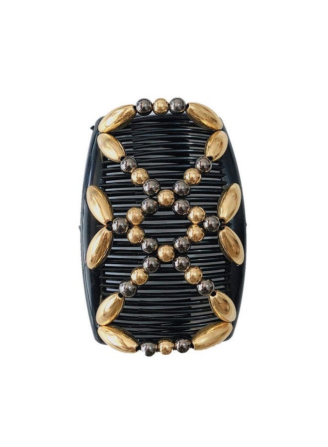 Lovef 3Pcs Comb Hair Clips For Women And Girls Stylish And Fashionable Accessories For Easy Hair Dos Tribal (White Black And Gold) - Image 3