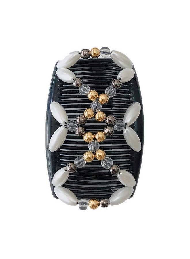 Lovef 3Pcs Comb Hair Clips For Women And Girls Stylish And Fashionable Accessories For Easy Hair Dos Tribal (White Black And Gold) - Image 4