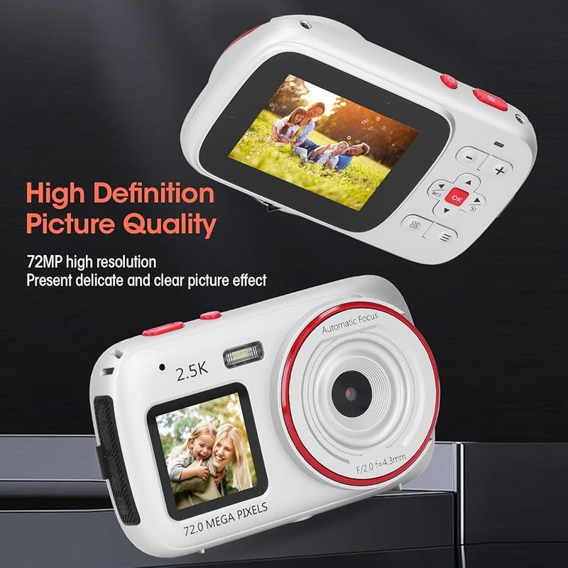 Asixxsix 72MP 2 5K Dual Screen Vlogging Camera 16X Zoom Autofocus Anti Shake Silver - Image 5