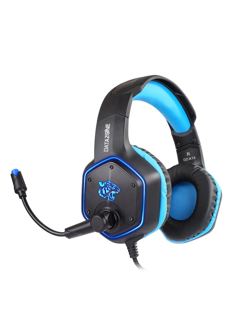 Datazone Wired Gaming Headset in Black and Blue Color – Noise Cancelling and High-Precision Surround Sound – Compatible with PS5, PS4, PC, XBOX - Image 2