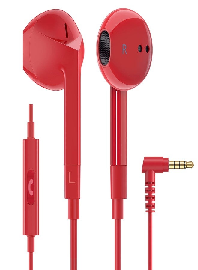 LUDOS Ferox In-Ear Headphones with Cable and Microphone, In-Ear Earphones, 3.5 mm Jack Plug Earbuds, Rich Bass Earphones, Headphones for iPhone, iPad, Samsung - Red - Image 1