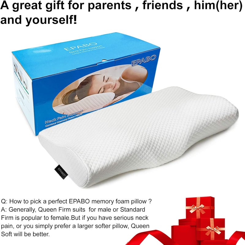 EPABO وسادة كونتور من الفوم الذكي للذاكرة، وسائد نوم تقويمية، وسادة عنق مريحة لآلام الرقبة - لمن ينامون على الجانب والظهر والبطن، تشمل غطاء وسادة مجاني (مقاس قياسي صلب) - Image 5