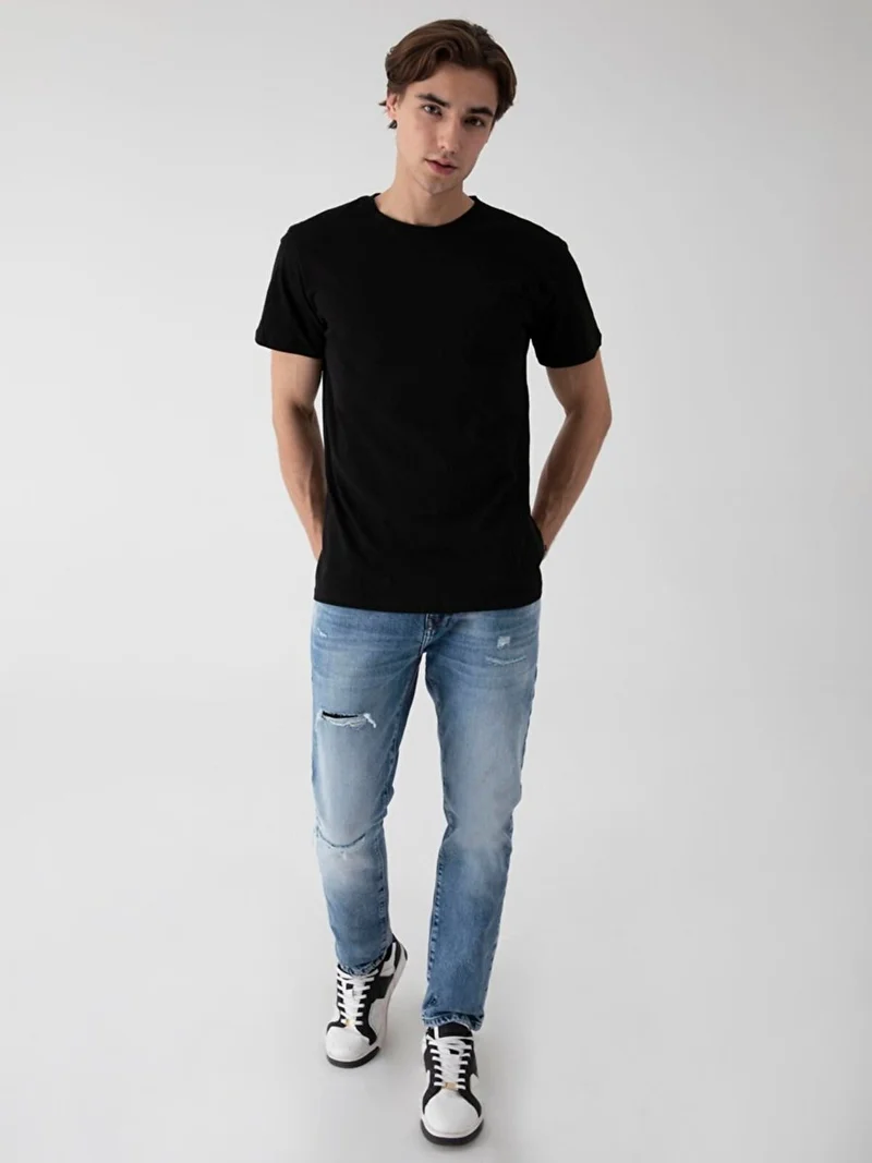 Men's Crew Neck Basic Short Sleeve Regular Black T-shirt
