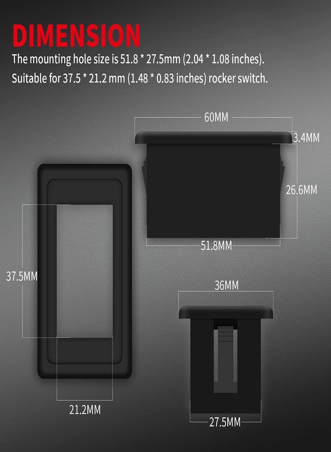 DaierTek 2 Piece Rocker Switch Panel Mount Kit with 1 Black Plastic Single Slot for LED Light Bar Panel Panel Mount Switch in Vehicles, Automotive, Car, 4x4, SUV, ATV, UTV, Marine and Boat. - Image 2