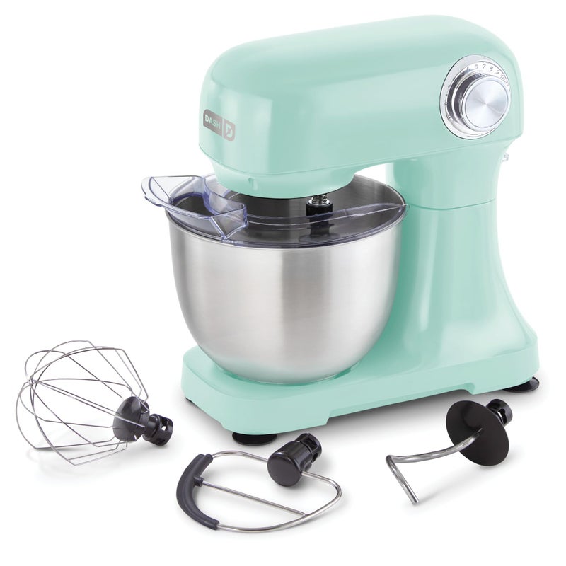 DASH TiltHead 35qt Stand Mixer 12 Speeds with Paddle Dough Hook and Whisk Attaachments Aqua