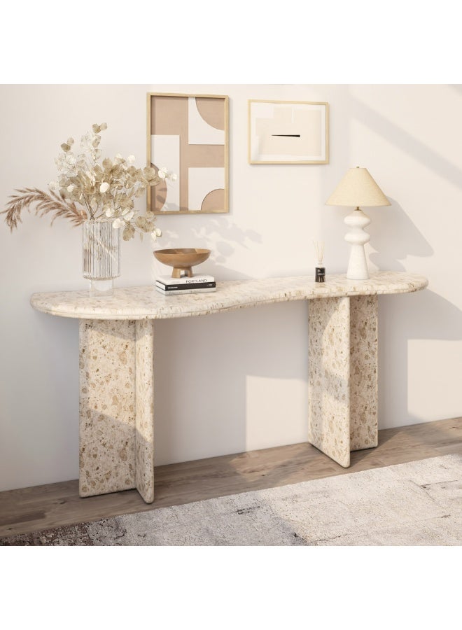 Al Home Elegance Off-White Treventino Marble Consoles By Alhome 160x75 cm - Image 4