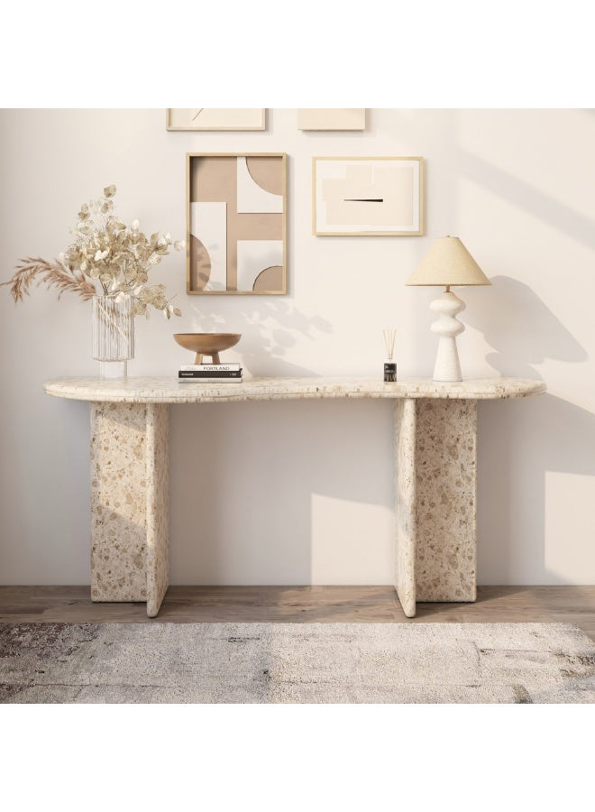 Al Home Elegance Off-White Treventino Marble Consoles By Alhome 160x75 cm - Image 5