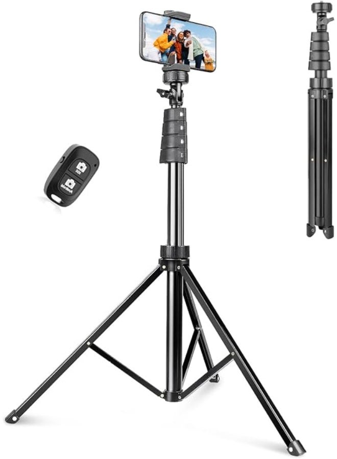Extra-Long Mobile Phone Tripod Stand (183 cm) - Selfie Stick with Bluetooth Remote Control - Versatile & Easy-to-Use for Live Streaming and Vlogging - Image 1