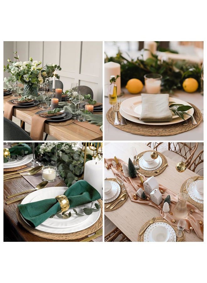BAVIFY 13 in Round Woven Placemats Set of 4 Chargers for Dinner Plates Farmhouse Rustic Boho Table Mats for Dining Table Decor Wicker Straw Braided Place Mats - Image 5