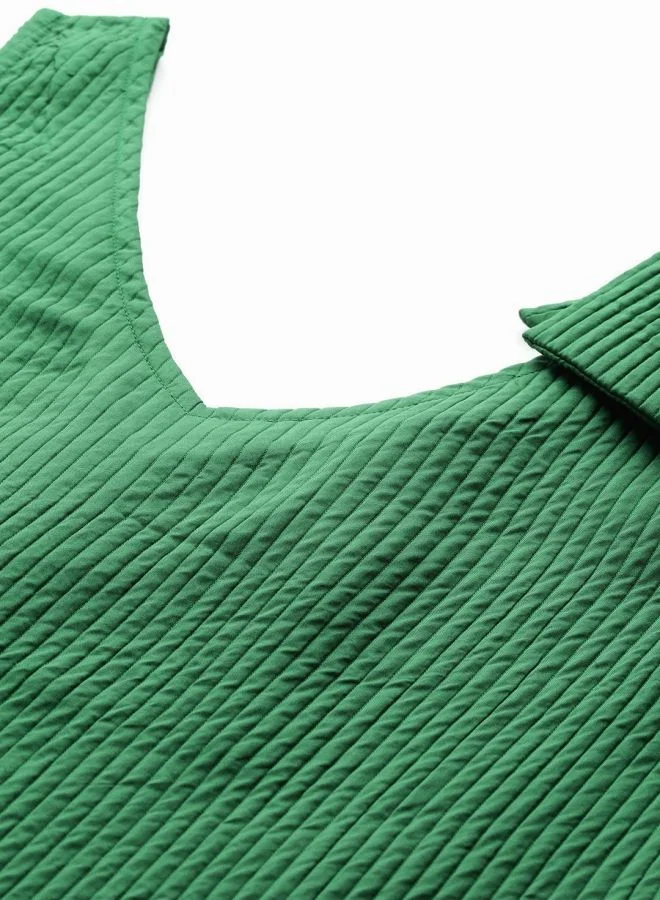 Freehand  Women Fit and Flared Textured V-Neck Sleeveless Shift Dress for Women | Best Price UAE