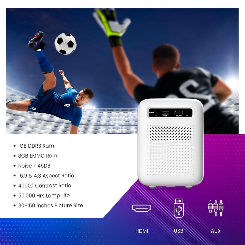 PLAY Big 1 Full HD Native Led Versatile Smart 4k 3D Projector with Android 9.0, Wi-Fi, Bluetooth, 4500lm, 1+8GB Electrical Zoom by Remote - Image 5