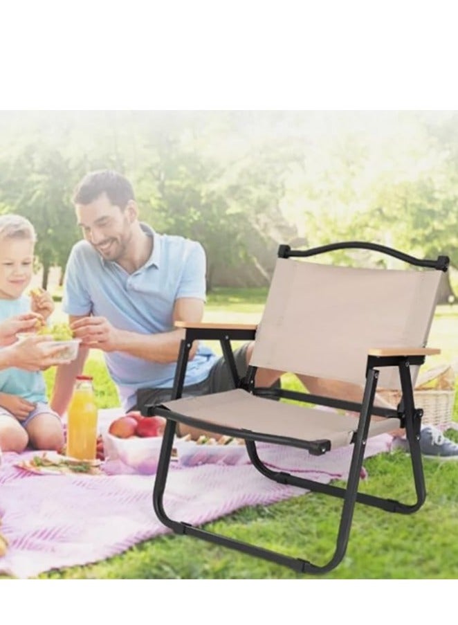 التخييم الكراسي والكراسي الشاطئ نزهة الكراسي المحمولة الصيد الكراسي الخشبية البيج أكسفورد القماش في الهواء الطلق حديقة الفناء الخلفي حمام سباحة نزهة - Image 2