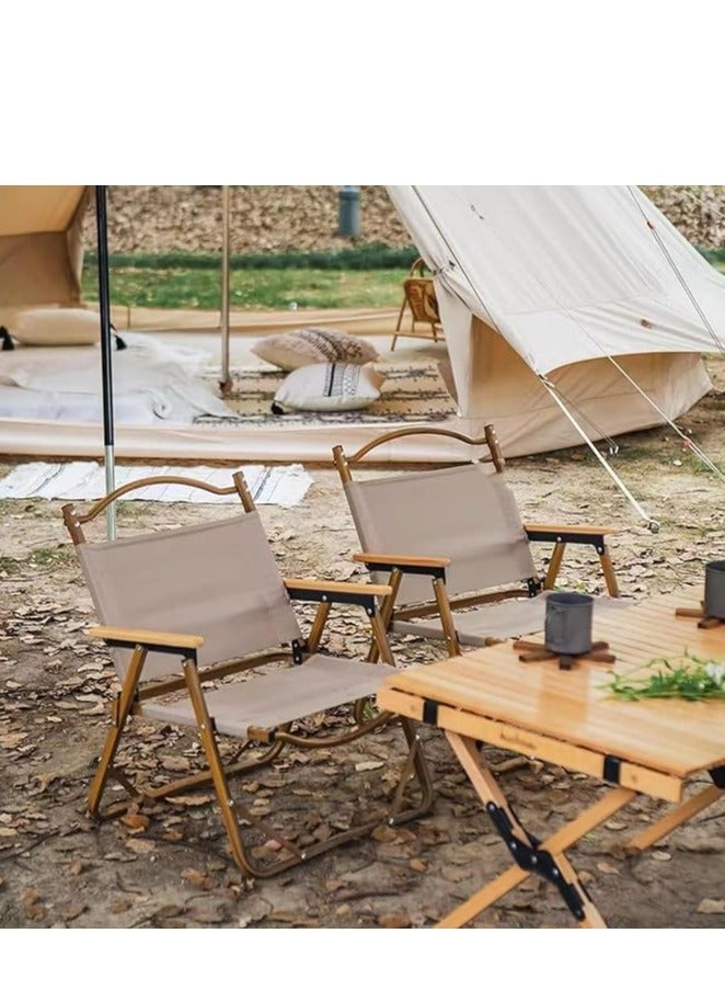 التخييم الكراسي والكراسي الشاطئ نزهة الكراسي المحمولة الصيد الكراسي الخشبية البيج أكسفورد القماش في الهواء الطلق حديقة الفناء الخلفي حمام سباحة نزهة - Image 3