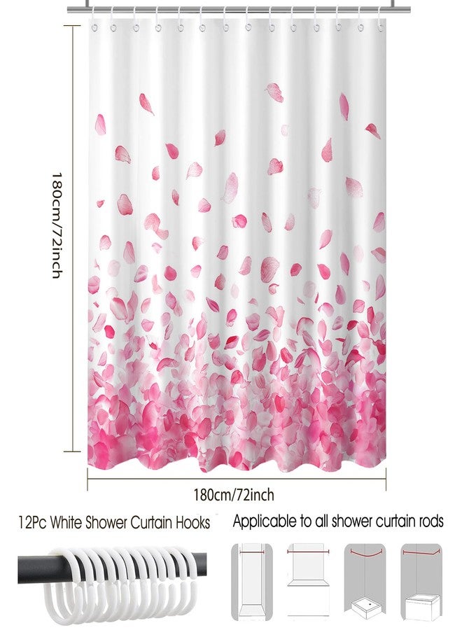 Mocsicka Pink Shower Curtain for Bathroom Romantic Pink Floral Petal Rain Shower Curtain for Pink Bathroom Decor Waterproof Fabric Bath Curtain 72 X 72 Inch - Image 2