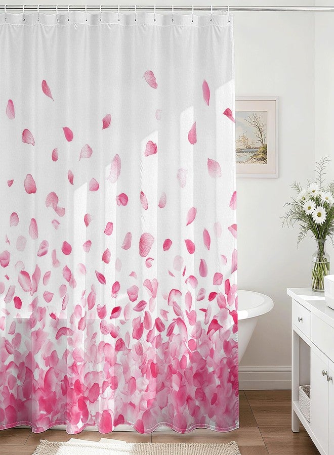 Mocsicka Pink Shower Curtain for Bathroom Romantic Pink Floral Petal Rain Shower Curtain for Pink Bathroom Decor Waterproof Fabric Bath Curtain 72 X 72 Inch - Image 1