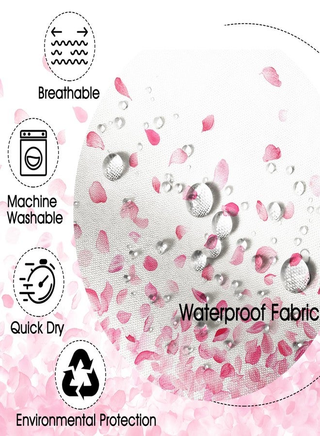 Mocsicka Pink Shower Curtain for Bathroom Romantic Pink Floral Petal Rain Shower Curtain for Pink Bathroom Decor Waterproof Fabric Bath Curtain 72 X 72 Inch - Image 3