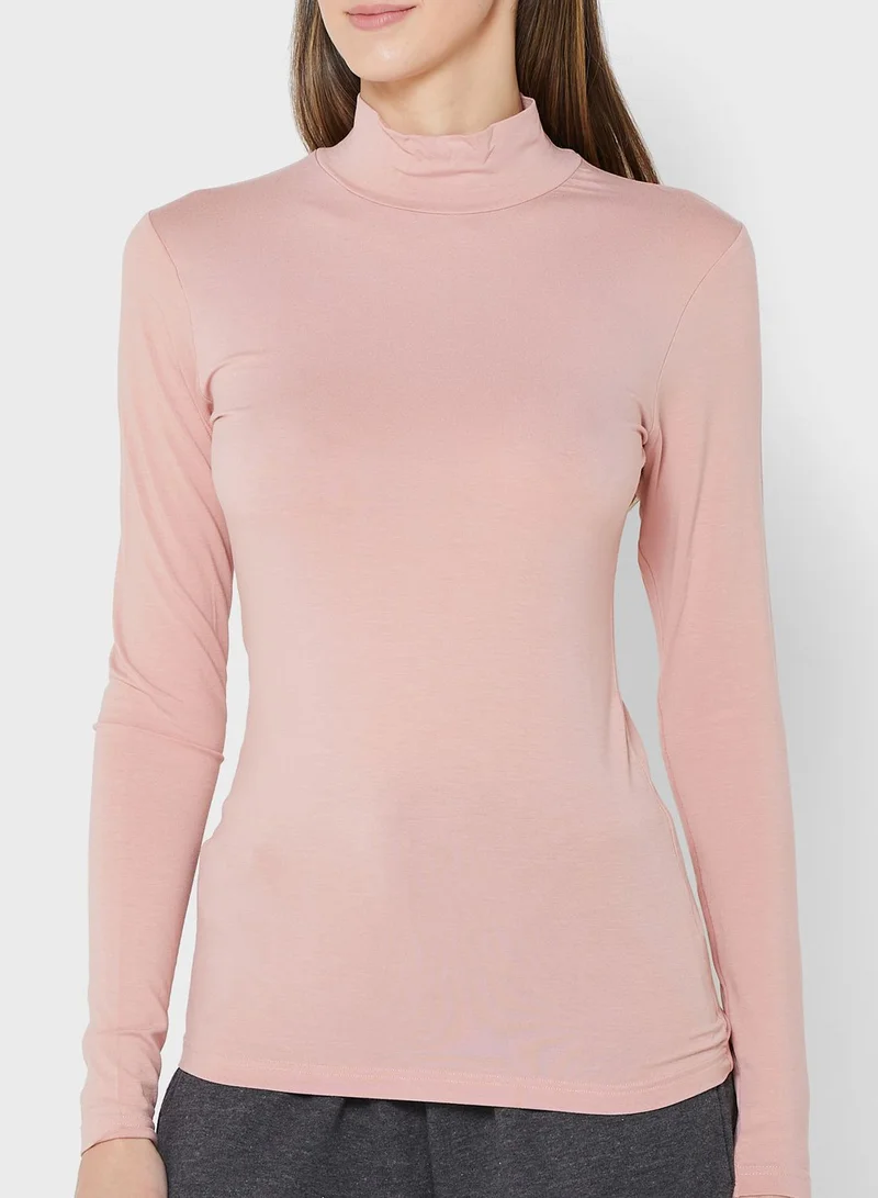 Ginger Basics High Neck Long Sleeve Top