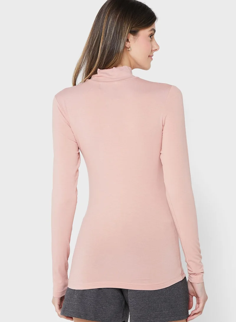 Ginger Basics High Neck Long Sleeve Top