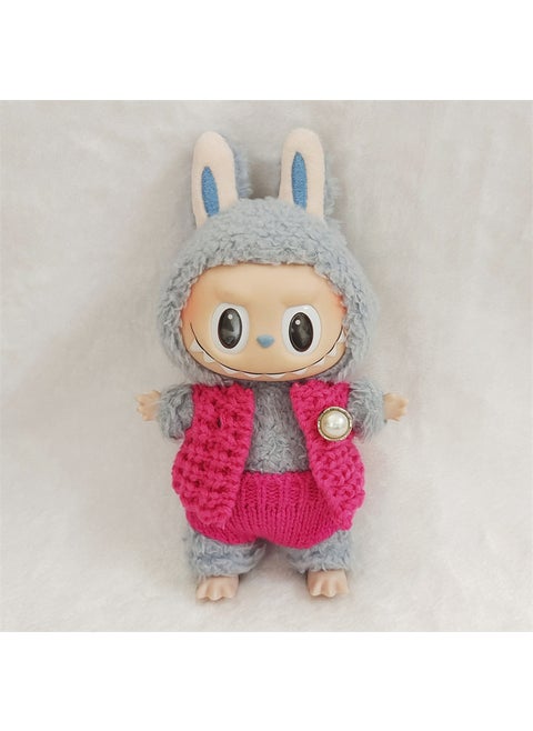 Hot Sale Labubu Doll Knit Underwear Vest Pants Accessories Rose Red Knitted Vest Rose Red Knitted Underwear