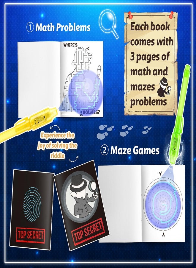 Joycover 12 PCS Invisible Ink Pen with UV Light for Kids, Spy Pens and Notebook, Birthday Party Favors for Kids 4-8, School Prize Goodie Bag Stuffers, UV Pen for Secret Message Escape Room - Image 4