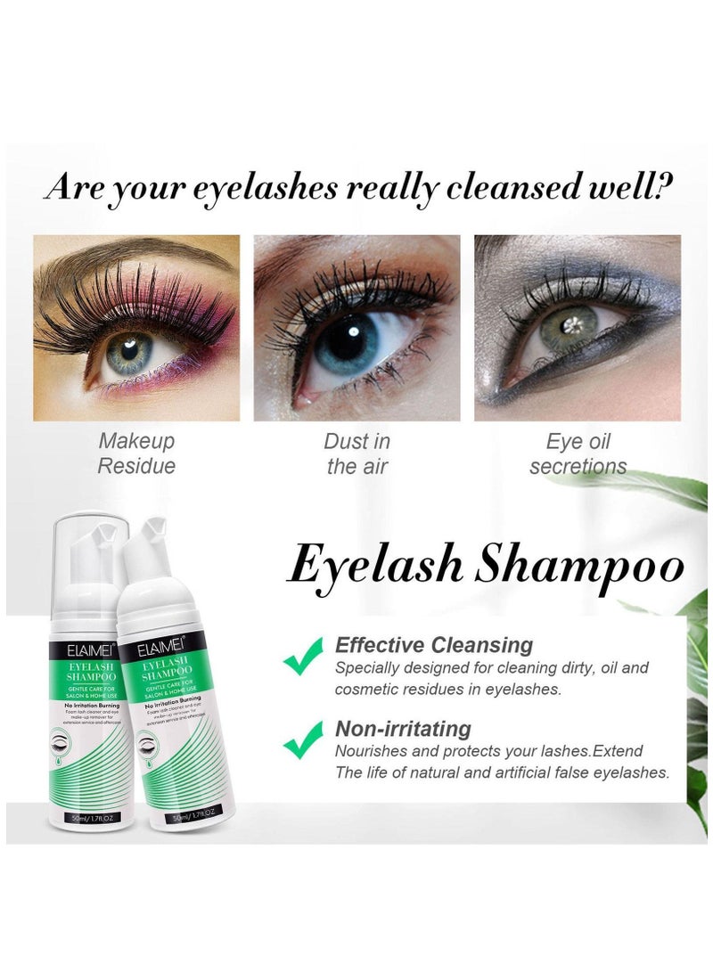Elaimei Eyelash Extension Shampoo 50ml  Eyelid Foaming Cleanser Lash Foam Shampoo for Extensions Oil Paraben & Sulfate Free 100% Safe for Natural Lashes Non-Irritating Perfect for Professional Salon  - Image 3