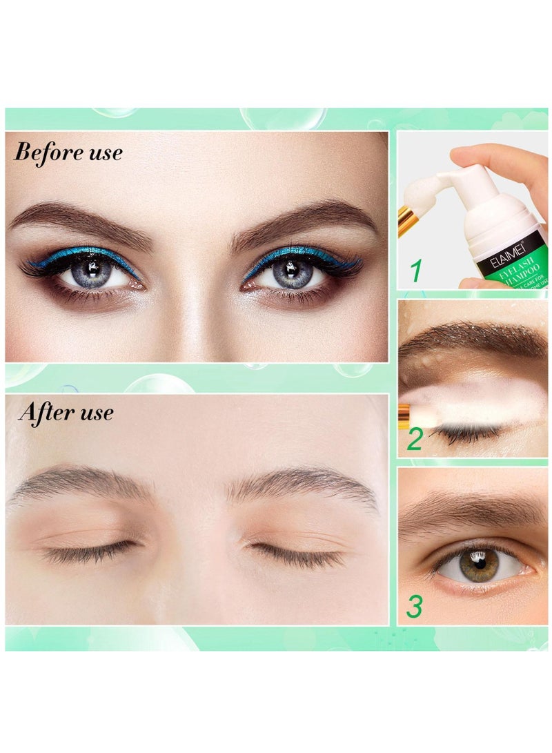 Elaimei Eyelash Extension Shampoo 50ml  Eyelid Foaming Cleanser Lash Foam Shampoo for Extensions Oil Paraben & Sulfate Free 100% Safe for Natural Lashes Non-Irritating Perfect for Professional Salon  - Image 5