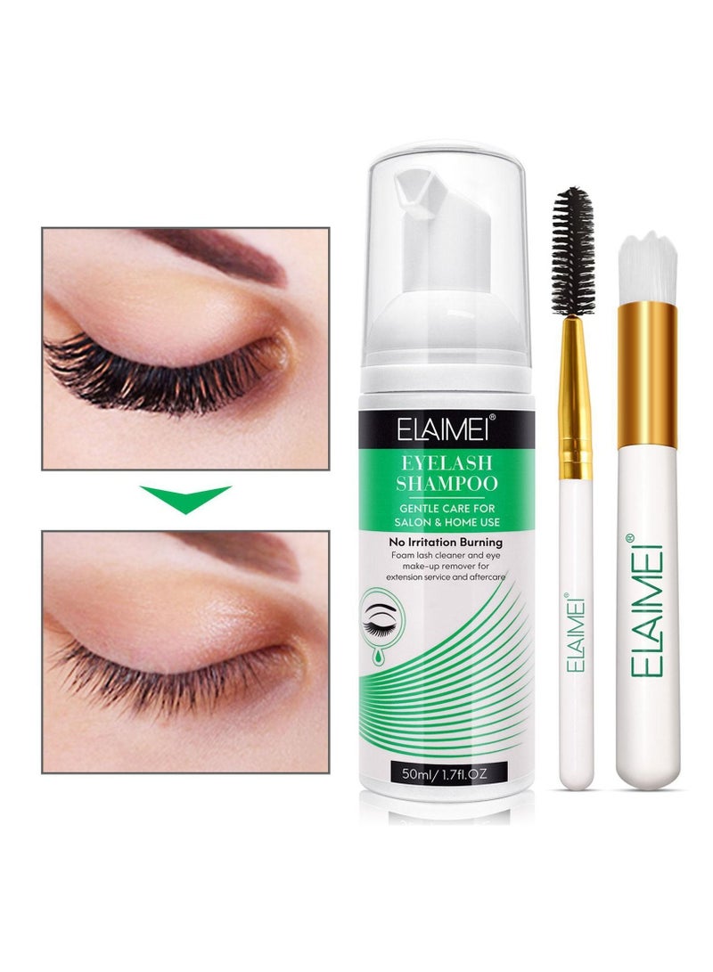 Elaimei Eyelash Extension Shampoo 50ml  Eyelid Foaming Cleanser Lash Foam Shampoo for Extensions Oil Paraben & Sulfate Free 100% Safe for Natural Lashes Non-Irritating Perfect for Professional Salon  - Image 1